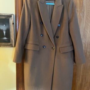 LOFT Camel Double-Breasted Trench Coat